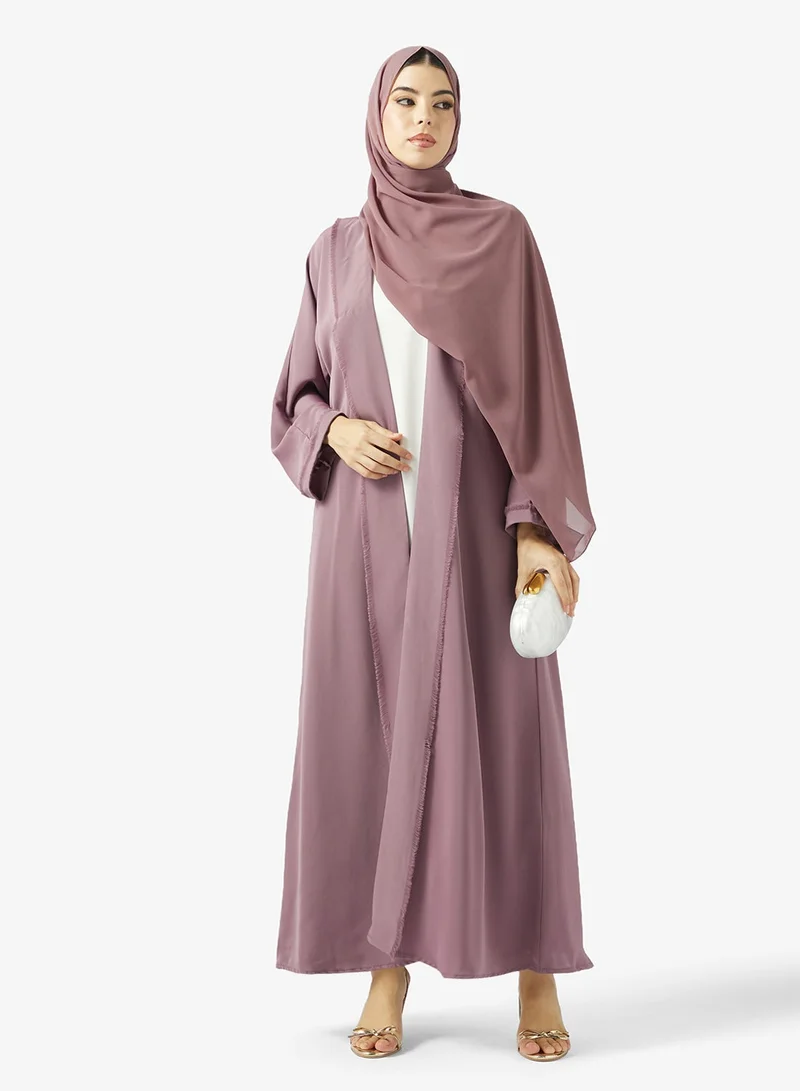 hayas closet Lapel Collar Abaya With Sheila
